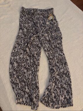 ONE WORLD Black and White Printed Wide-Leg Pants
